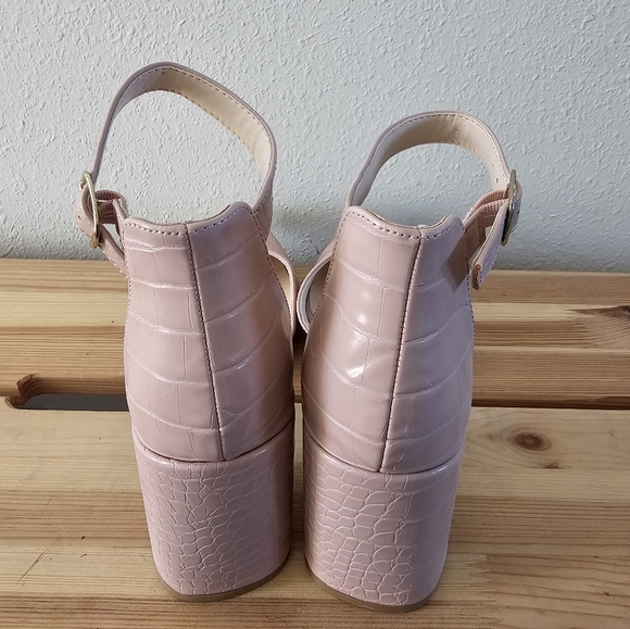 Lulu's Blush Croc-Embossed Heels - Picture 3 of 3